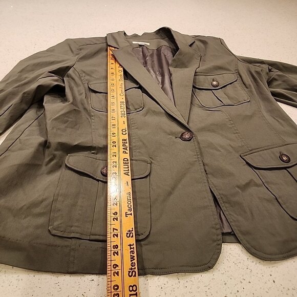 Dress Barn Army Green Jacket Blazer 3x Gold Buttons Stretch - Picture 6 of 9